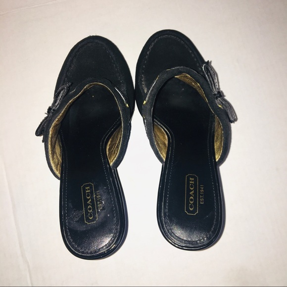 Coach Black Jodey Mules Clog Heels Size 9 - Picture 4 of 7